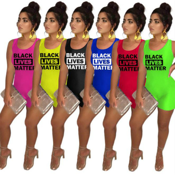 

Black Lives Matter Women Jumpsuits 2020 Summer Trend Women Letter Print Jumpsuits Fashion Skinny Sexy Shorts Rompers sport style New, Red