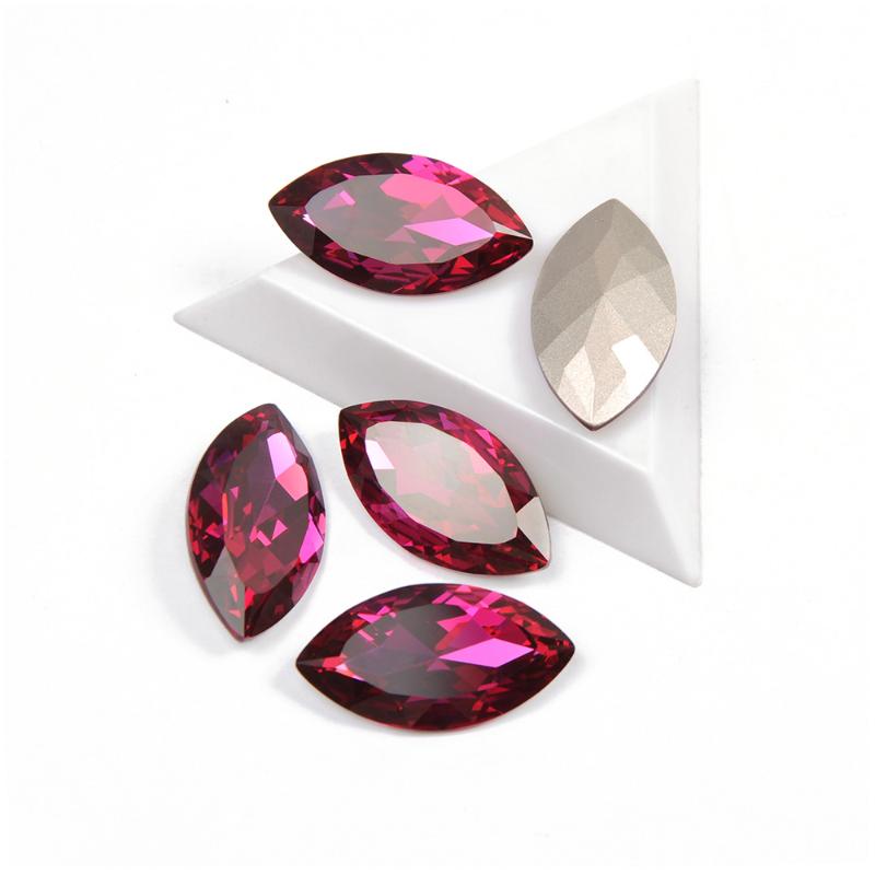 

YANRUO 4227 Glitter Glass Rhinestones Navette Shape Fuchsia Color Nail Rhinestone 3D Jewelry Making Beads DIY Nail Art Gems