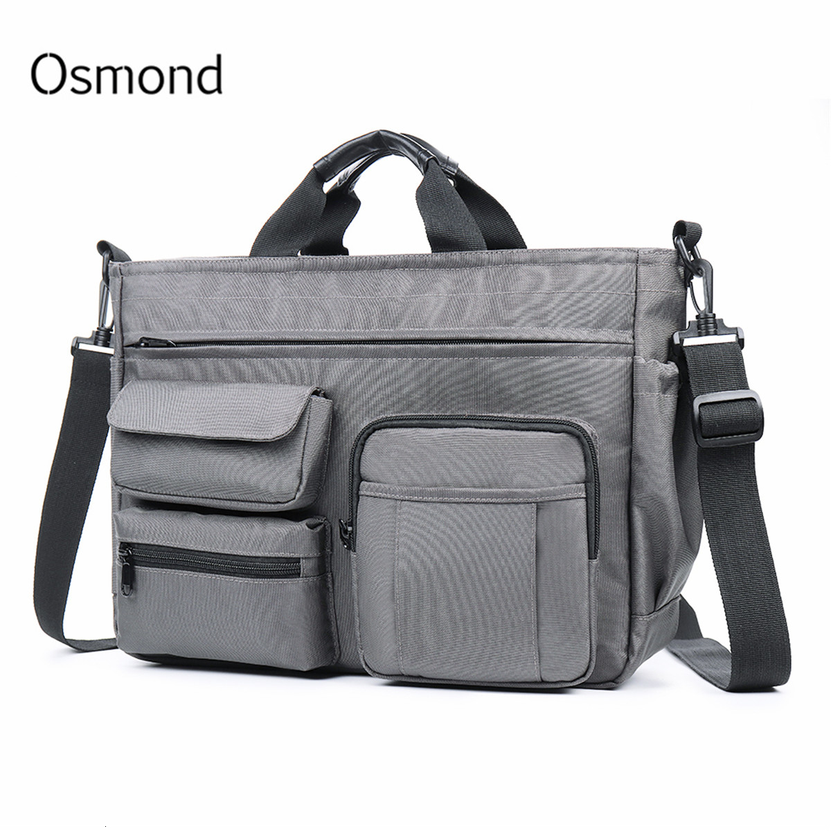

Osmond Fashion Office Bags For Men Nylon Waterproof Briefcase 14 Inch Laptop Tote Bag Multi-pocket Male Business Messenger Bags CJ191201, Gray