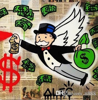 

Modern Abstract Handpainted Alec Monopoly Newspaper Oil Painting on Canvas Urban art Wall Decor Park Place Multi Size G181