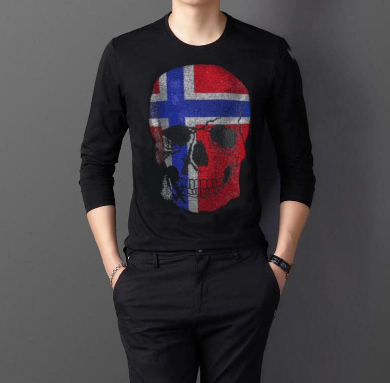 

2020 Newest Mens long tshirt Autumn Man Hot drill Fitness Bodybuilding Men Casual Cotton long shirts 02, As picture shown