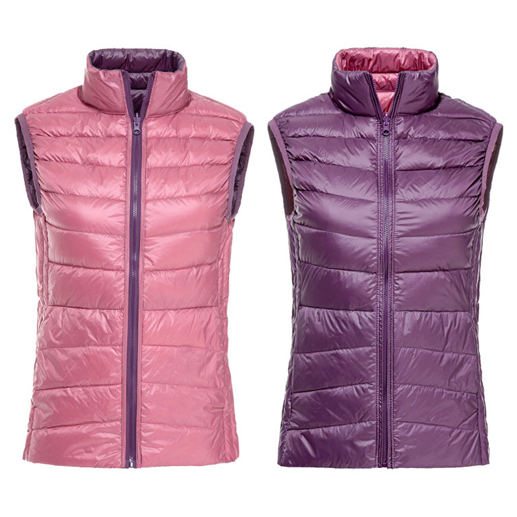 

2020 new vest women lightweight down female sleeveless jacket vests outerwear double sided clothing, Pink red black
