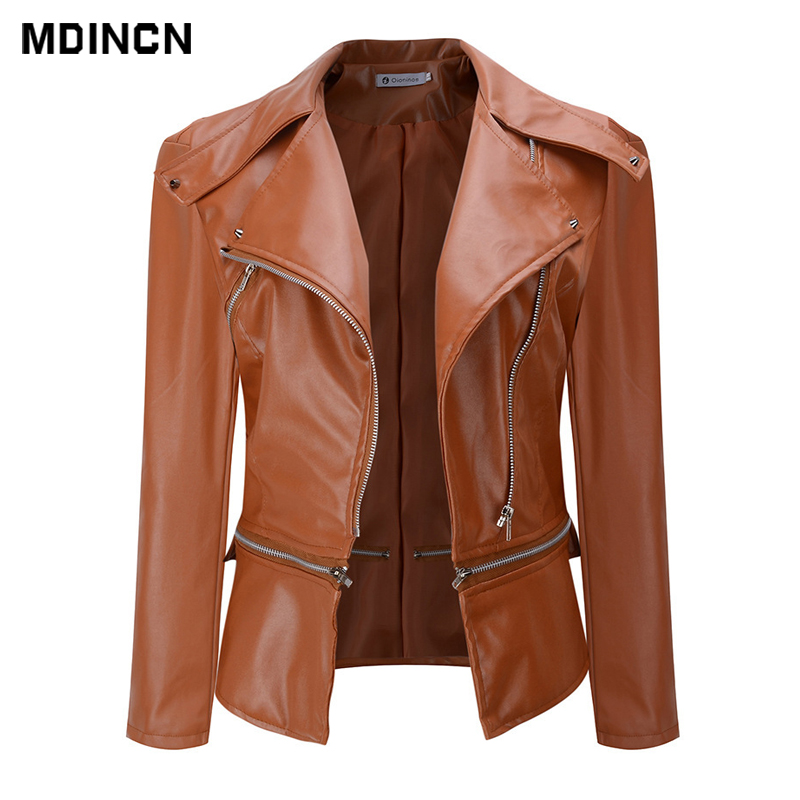 

2018 New Fashion Women Autunm Winter Pure Color Faux Leather Jackets Lady Bomber Motorcycle Cool Outerwear Coat Hot Sale LR4, Black