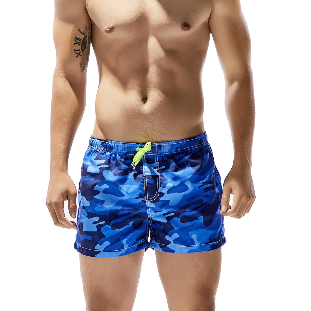 

Mens Slim Fit Swimwear Sunbath Camo Swim Trunks with elastic waist and with Mesh lining Fast Dry Swim Board Shorts, Blue