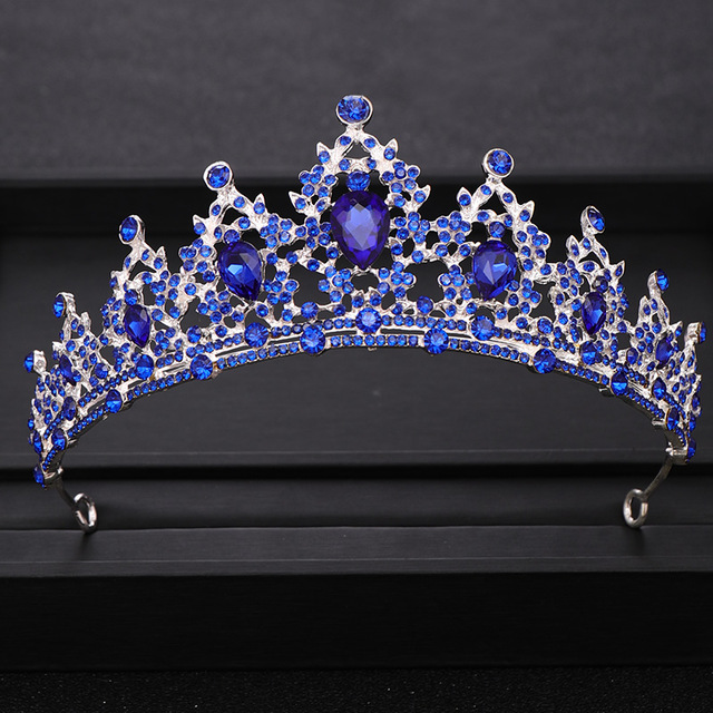 

New Baroque Blue Crystal Wedding Crown Bridal tiara Headpiece Prom Queen Diadem Head Jewelry Wedding Hair Accessories