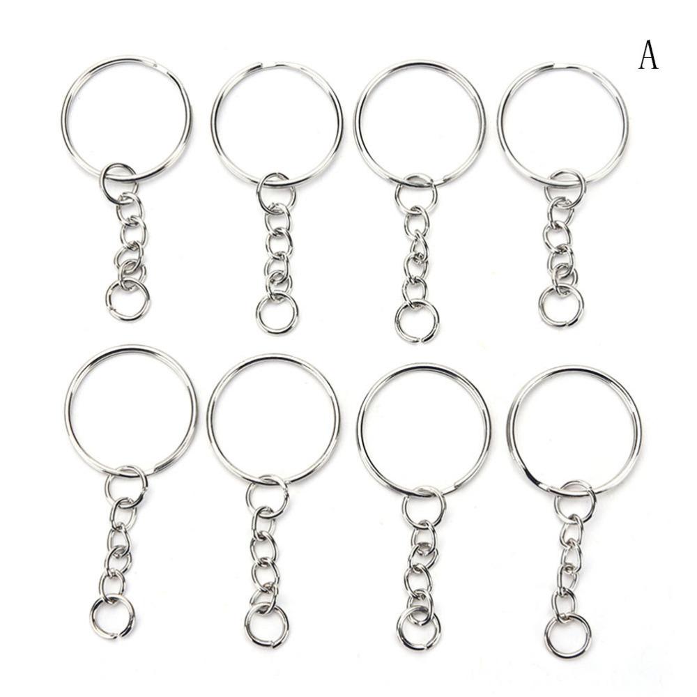 

100 Pcs/Set Silver Key Chains Stainless Steel Alloy Circle Diy 25mm Keyrings 3 Styles Jewelry Keychain Key Ring Accessories