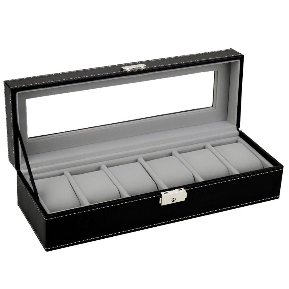 

6/10/12 Grids PU Leather Watch Box Rings Storage Case Organizer Jewelry Display Watch Casket for Dropshipping Saat Kutusu
