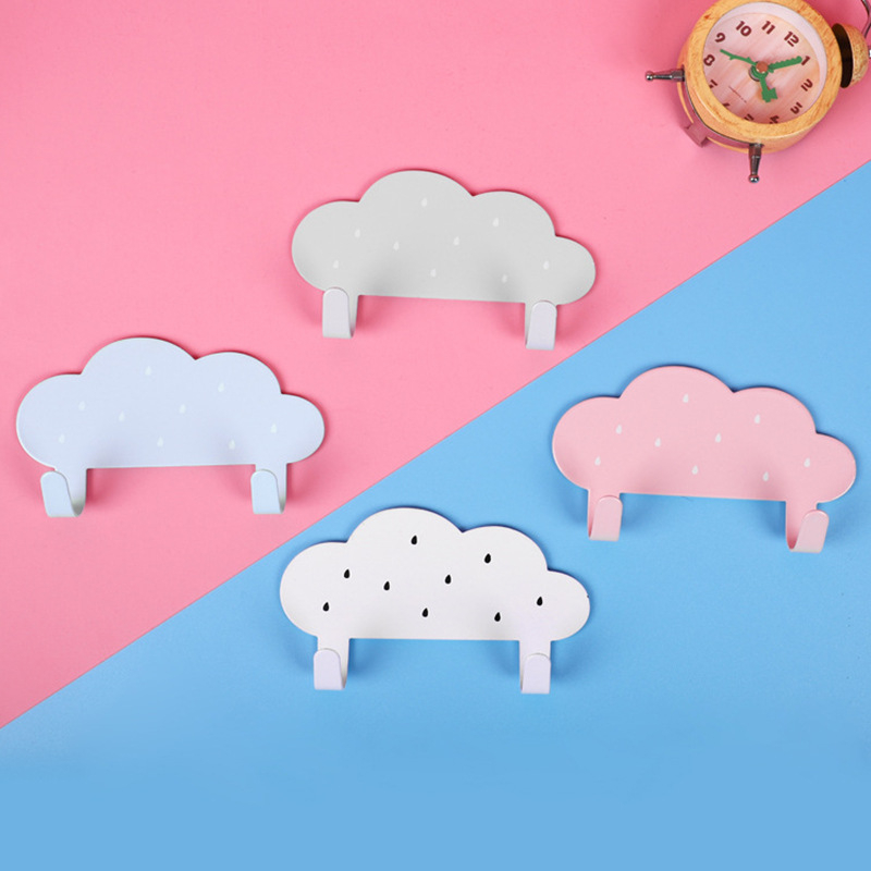 

1PC Cloud Shape Hooks Creative Wall Decor Keys Clothing Metal Racks Multifunction Seamless Adhesive Hook Door Decoration Hangers