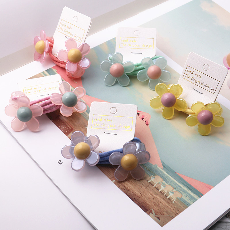 

2PCS New Colour Jelly Flowers Princess Headwear Kids Elastic Hair Bands Children Ropes Lovely Girls Accessories Baby Headdress, Green