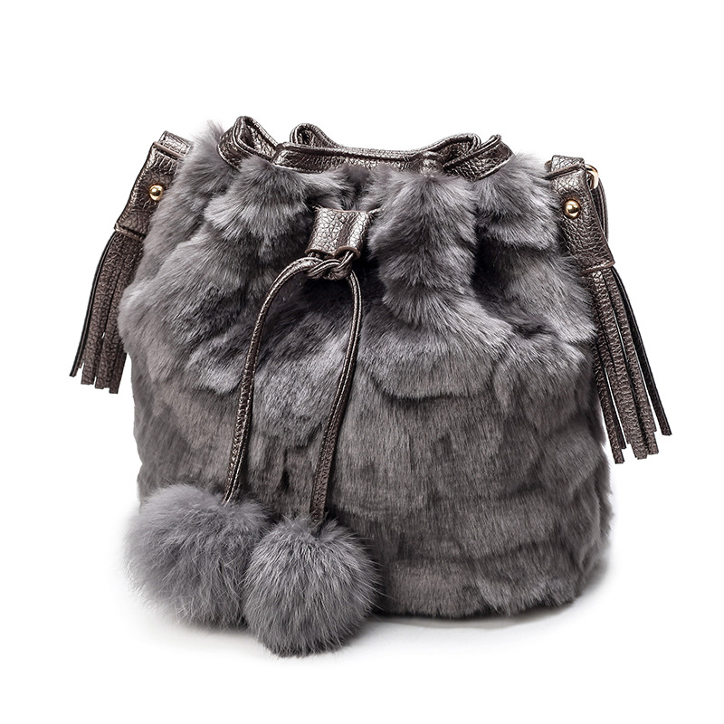 

Fashion Leopard Bucket Bag Ladies Tassel Handbag Quality Shoulder Messenger Bag
