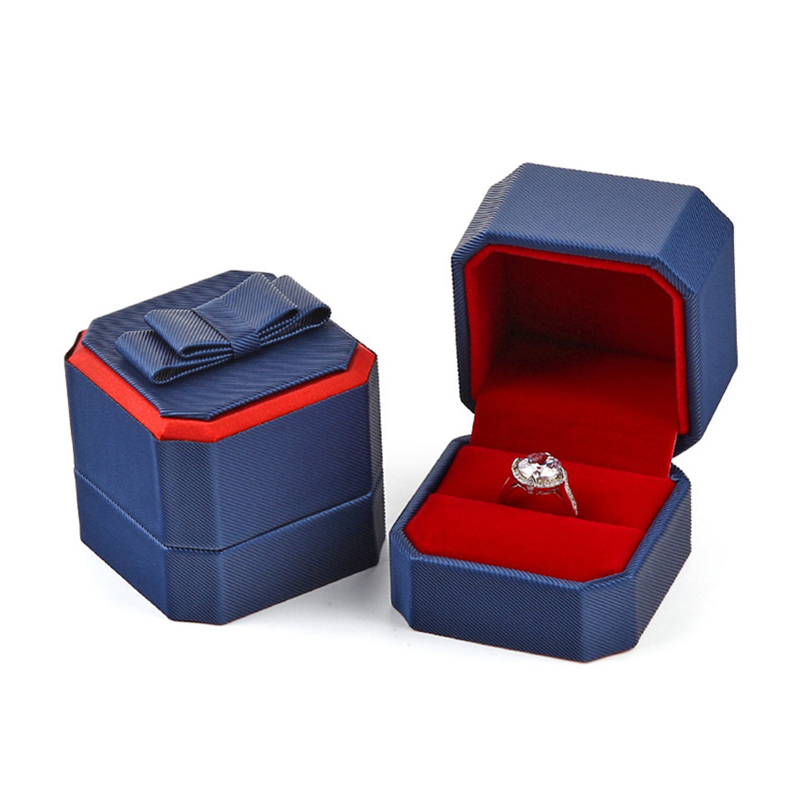 

Jewelry Pouches, Bags Blue Bow Knot Ring Gift Box Romantic Wedding Propose Display Organizer Storage Case Package For Engagement