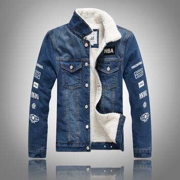 

Wholesale Fashion Men's Winter New Denim Jacket Slim Thick Lamb Down Men's Plus Fleece Top Denim Jacket, Blue