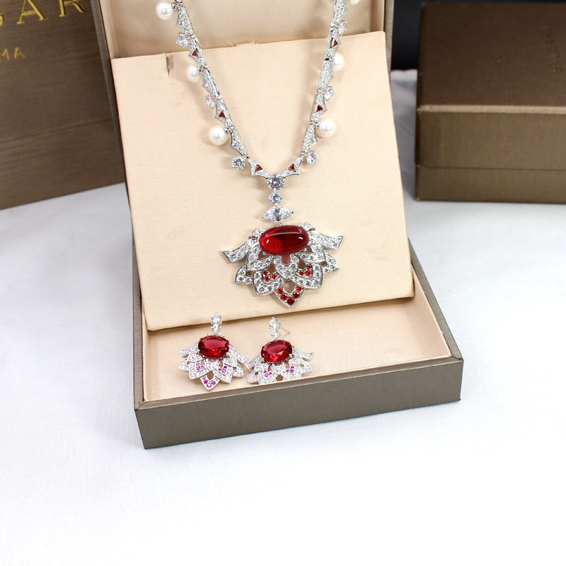 

Women necklaces jewelry Cubic Zircon White Gold Plated necklaces womens Wedding Party Necklace Suit