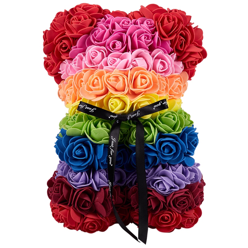 

25cm Bear of Roses Creative Artificial Flowers DIY Home Wedding Festival Decoration Gift Box Wreath Crafts, A2