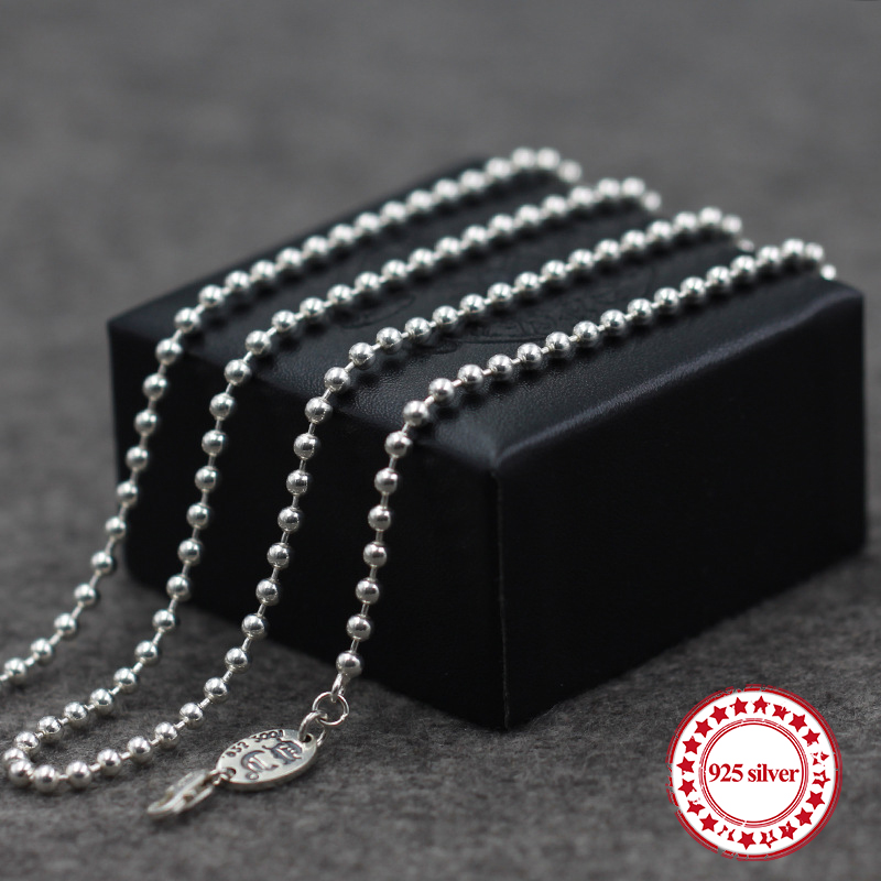 

S925 sterling silver necklace bead chain personalized classic jewelry army long necklace couple models send lover gift
