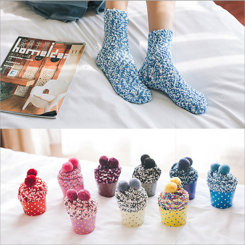 

Christmas Lady Home Clothing Accessories 1 pair Candy Women Fluffy Socks Warm Winter Cosy Lounge Bed Socks Xmas Gift