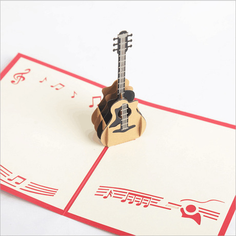 Chitarra elettrica pop-up di note musicali biglietto d auguri