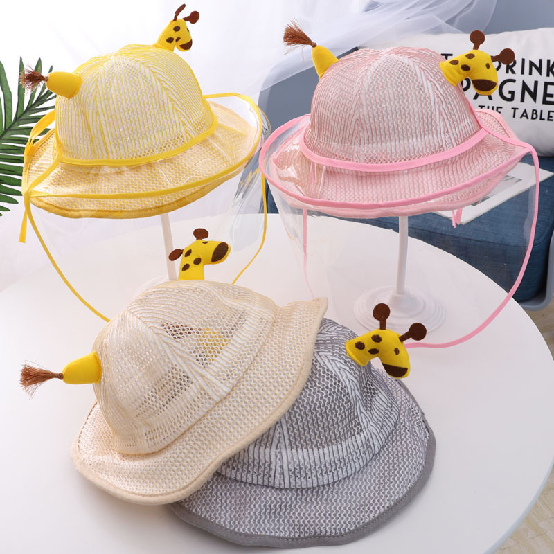 

Baby boy girl hats Children's protective hat grass full mesh breathable mesh hat summer new baby anti-foam fisherman bucket, Khaki