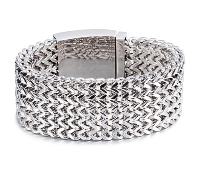 

Heavy 12mm 18mm 30MM super Wide Men Biker Mesh Silver Chain 316L Stainless Steel Bracelets boys Titanium steel bangle jewelry