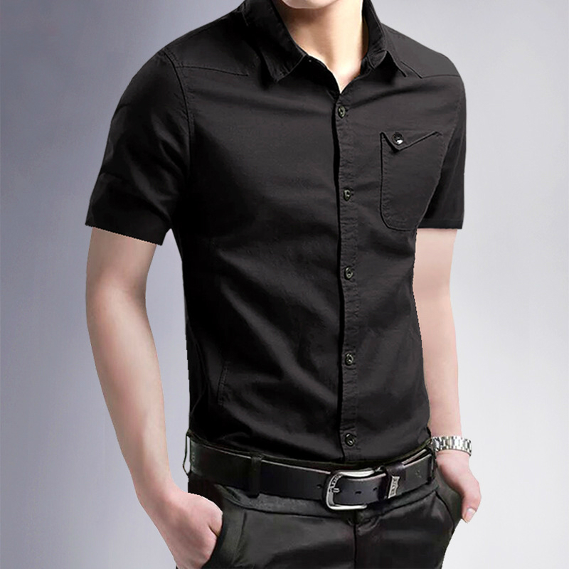 

Men Top Shirt Short Sleeve Cotton Short Sleeve Shirt Men Korean Version Slim Inch Base Fashion Man, Baby blue