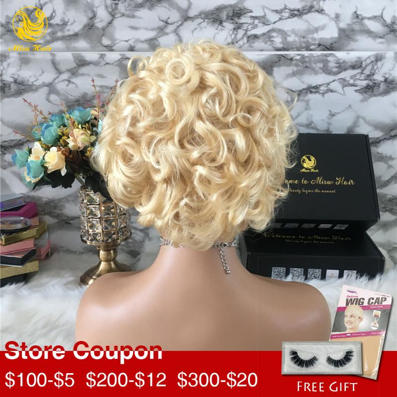 

Alisa Hair Pixie Cut Wig 13*4 Lace Front Human Hair Wigs Blonde #613 Virgin Brazilian Wigs for Women Short Curly Bob