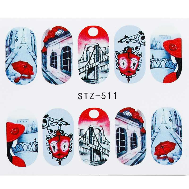 

Flowers Plants Water Transfer Nail Sticker Beautiful Romantic Wearing Red Skirt Of Little Girl Nail Art Sticker Designs, Stz-721