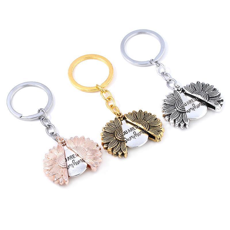 

sunflower locket keychain open letter you are my sunshine designer keychain gold key chain bag hangs love designer jewelry
