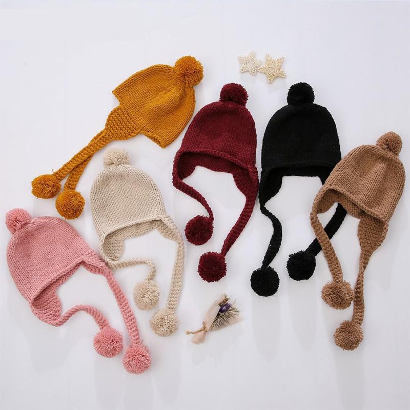 

Cute Baby Kids Winter Warm Knitted Caps Autumn Newborn Boys Girls Knit Beanie Hat Baby Hat Cap, 0010red