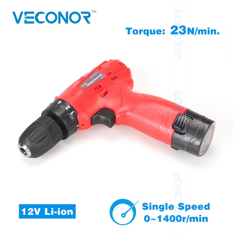 

Veconor Cordless Drill Driver Power Tool 12V DC Household Lithium-ion Battery Electric Screwdriver