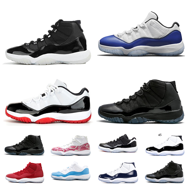 

25th Anniversary WMNS 11s 2020 Basketball shoes breathable 11 Space jam Cap and Gown Concord 45 Sports sneakers size 5.5-13, Gmy red