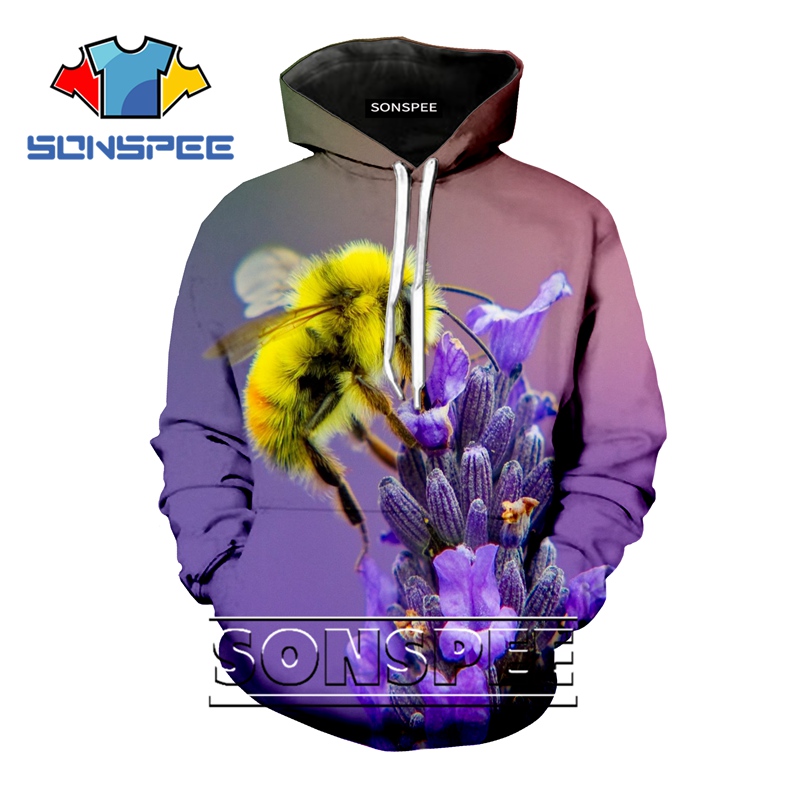 

3D Print Women men hoodie Anime hip hop rock animal honeycomb bee Sweatshirt Long sleeve Harajuku Fashion streetwear hoodies B14, 19