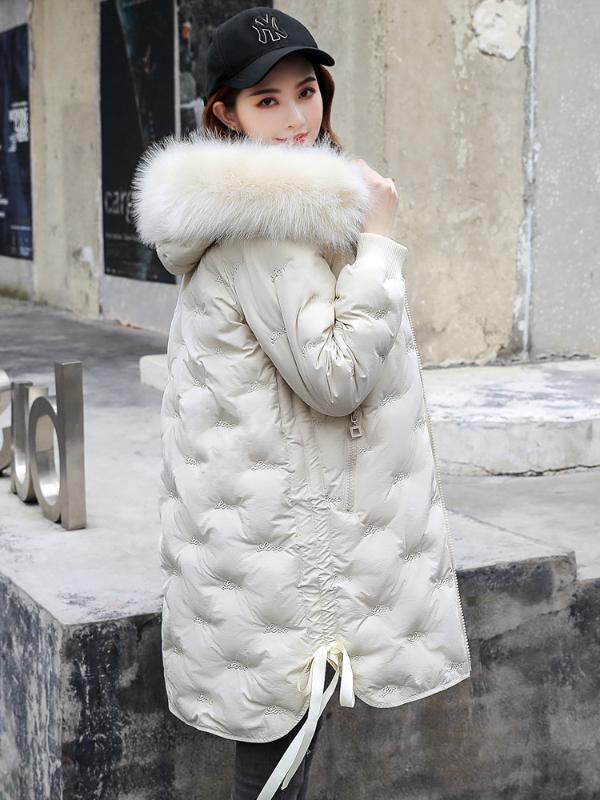 

Women Parka Puffer Long Female Jacket Hooded Womens Coats Winter Parkas Manteau Femme AQX12DH1120 KJ4471, Beige