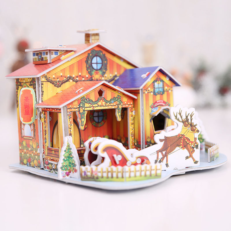 

New 3D DIY Model Miniature Mini Christmas Paper House Puzzles 3d Building Set Handcraft Cute Kids Toy
