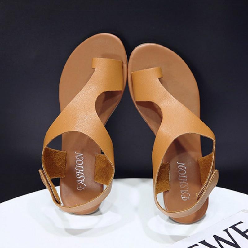 

Amazon Hot Sale Women's Shoes 2020new Low-top Solid Color Flat Bottom Casual Women's Sandals Fashion Simple Wild Ladies Sandals, Brown