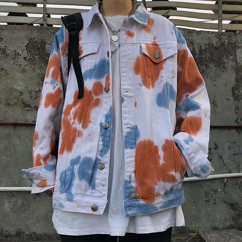 2019 Autumn New Korean Loose Denim Jacket Mens Casual Trendy Oversize Outwear sz
