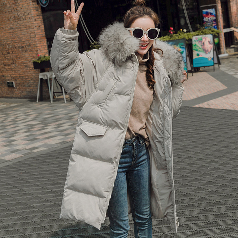 

Women Winter Jacket Long Hoody Parka Female Warm Thicken Large Fur Collar Students Coats Outwear manteau femme hiver LX2545, Black black fur 0025