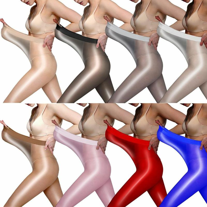 

Metelam Womens 8 Denier See Through Shiny Tights Shimmery Crotchless Sheer Pantyhose, Black