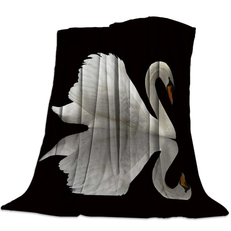

The Swan Reflected Black And White Graceful Animals Flannel Fleece Bed Blanket Bedspread Coverlet Bed Cover Soft Warm Blankets