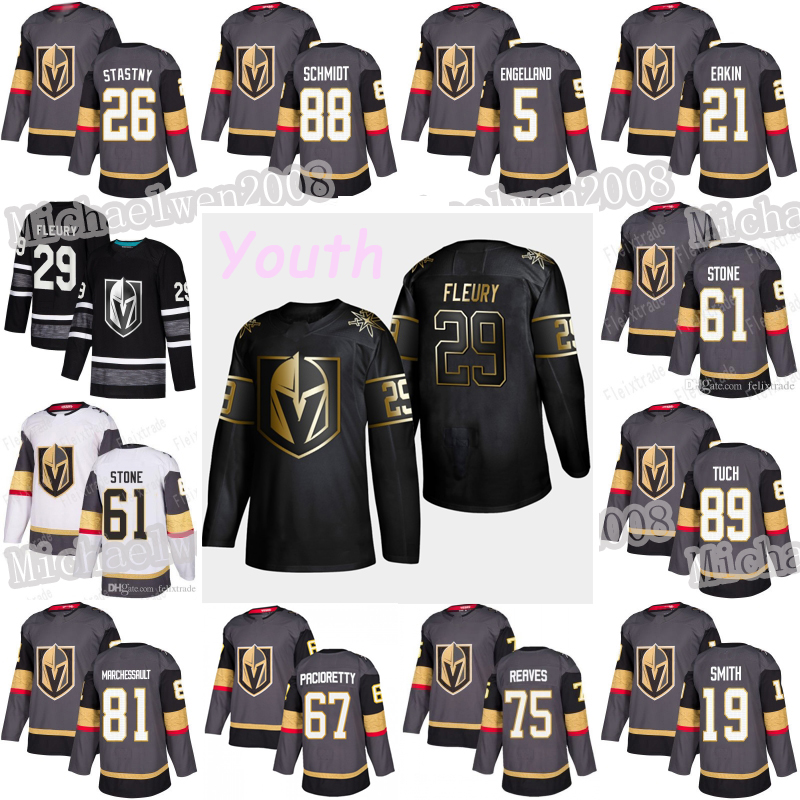 

Youth Kids Marc-Andre Fleury Vegas Golden Knights Mark Stone Max Pacioretty Paul Stastny Reilly Smith Marchessault William Karlsson Jersey, Youth 2019 all star white
