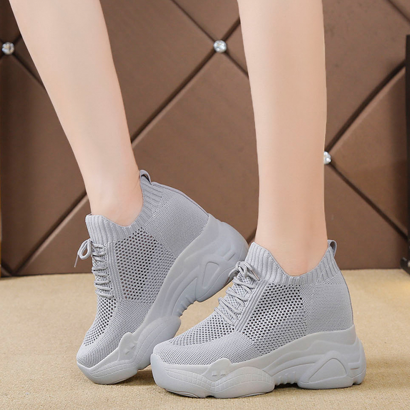 Rimocy talons cachés plate-forme baskets femmes femmes respirant air maille gife chaussettes chaussures femme 2020 printemps chaussures de sport