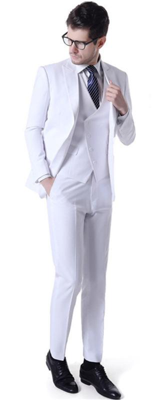 

2020 New Suit Men Business Slim Suits Sets Wedding Dress Three-piece Suit Blazers Coat Trousers Waistcoat, White