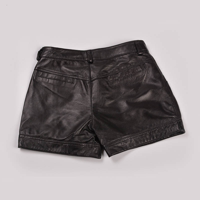 

Korean Fashion 2020 Summer Womens leather Black Shorts Casual Draped Low Waist Short Feminino Size 3XL Mini Trousers Woman