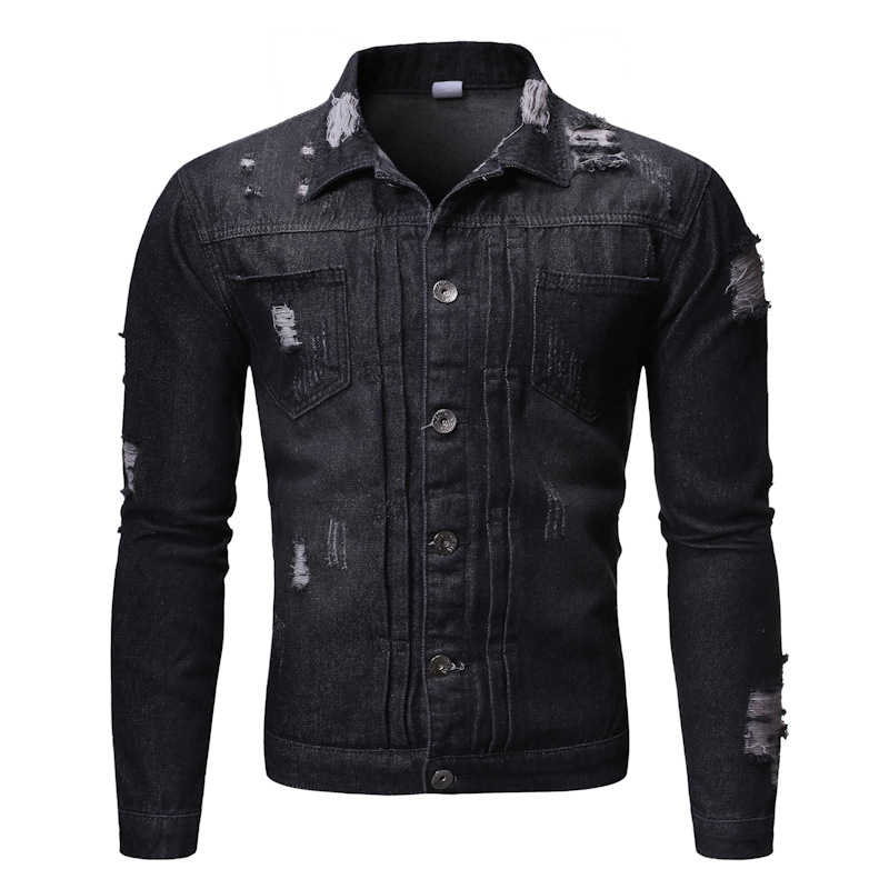 

Ouma Men Casual Jeans Coat, with Holes Washing Jacket, Men Jacket , Streetwear , Jackets, Black