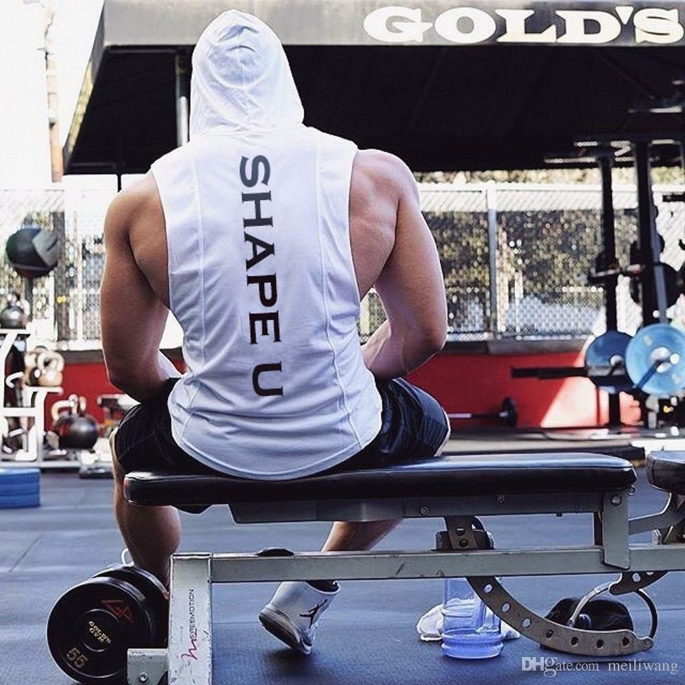 

Brand Gyms Clothing Fitness Men Tank Top with hooded Mens Bodybuilding Stringers Tank Tops workout Singlet Sleeveless Shirt, Army green