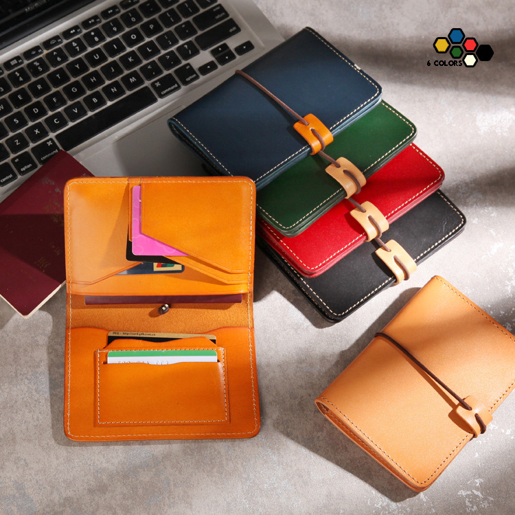 Flip Fold Slim Design Leaf Leather Travel Wallet Handmade Passport Holder Cover