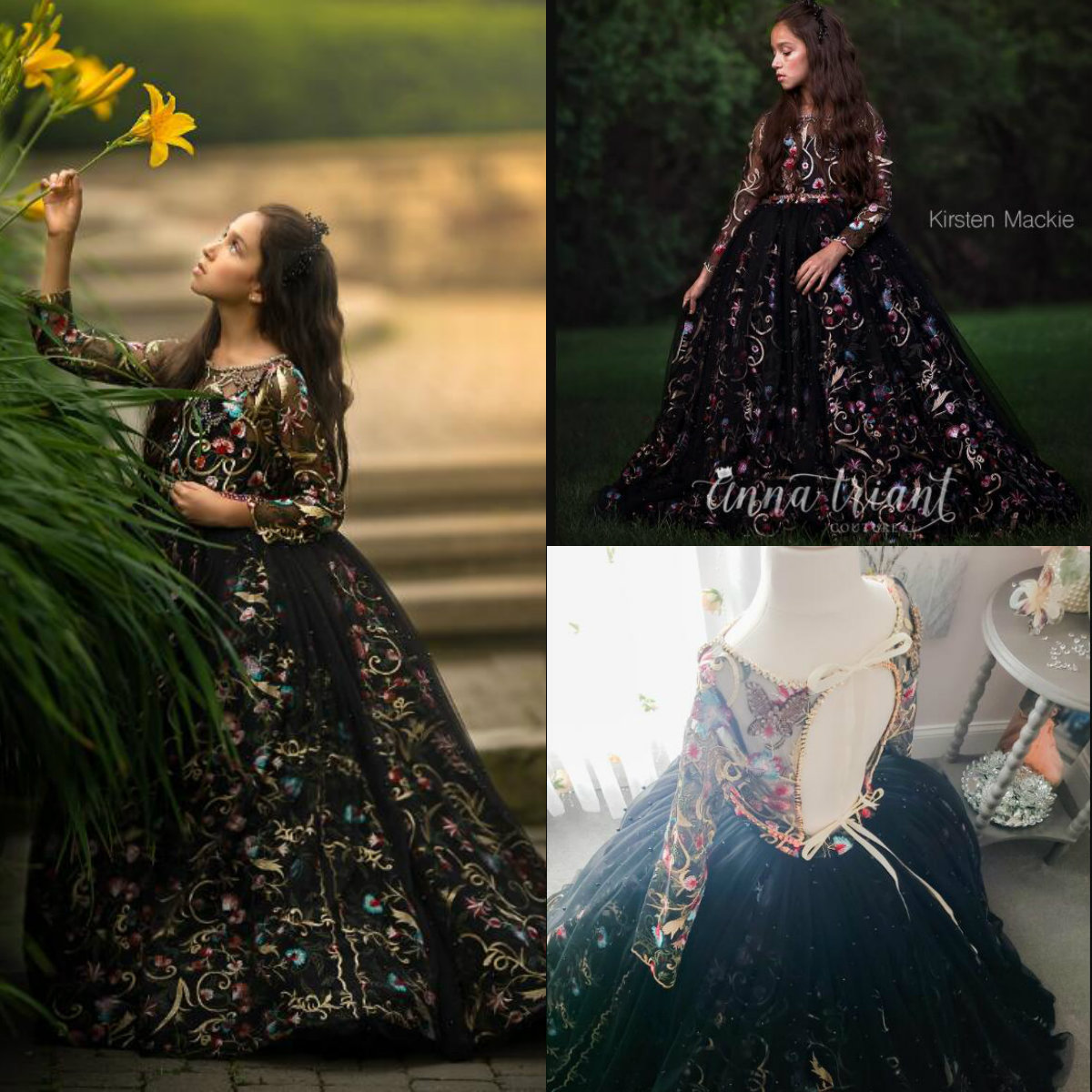 

2020 Colorful Flower Girl Dress for Wedding Lace Appliqued Beading Jewel Neck Girls Pageant Dress Ball Gown Birthday Party Princess Wear, Chocolate
