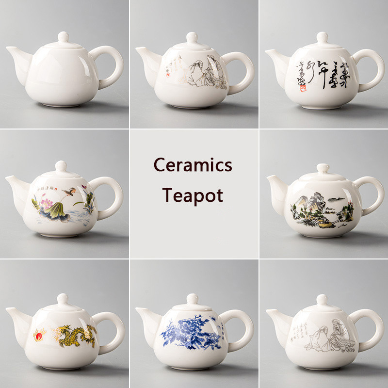 

Ceramic Teapots Yixing Tea Pot White Porcelain Tea Sets Chinese Teapot Unique Kettle Kung Fu Teaset Infuser China Tea Cups D001