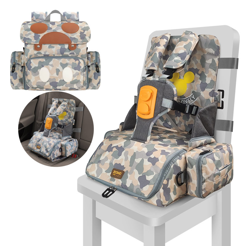 

3 in 1 portable seat baby Feeding Seat Mommy backpack large capacity bag Portable Baby Hight Chair Child kids, Black
