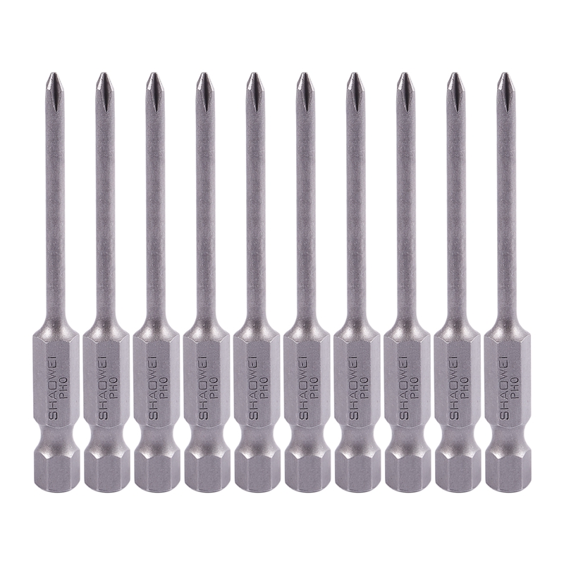 

10 Pcs 1/4" Hex 65mm Length 3mm PH0 Magnetic Screwdriver Bits