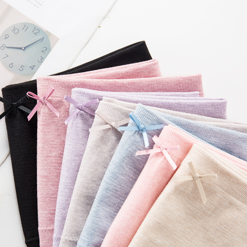 

Women's Cotton Panties Bowknot Women's Large Size Comfortable Waist Briefs Solid Color Mid-Waist Panties Women, 01